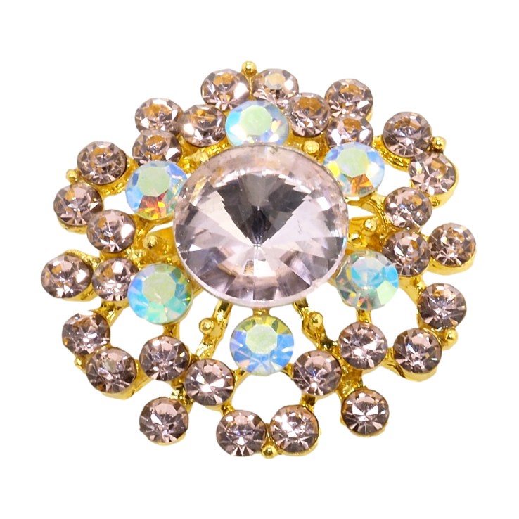 Брошь Цветок с розовыми стразами фото №12