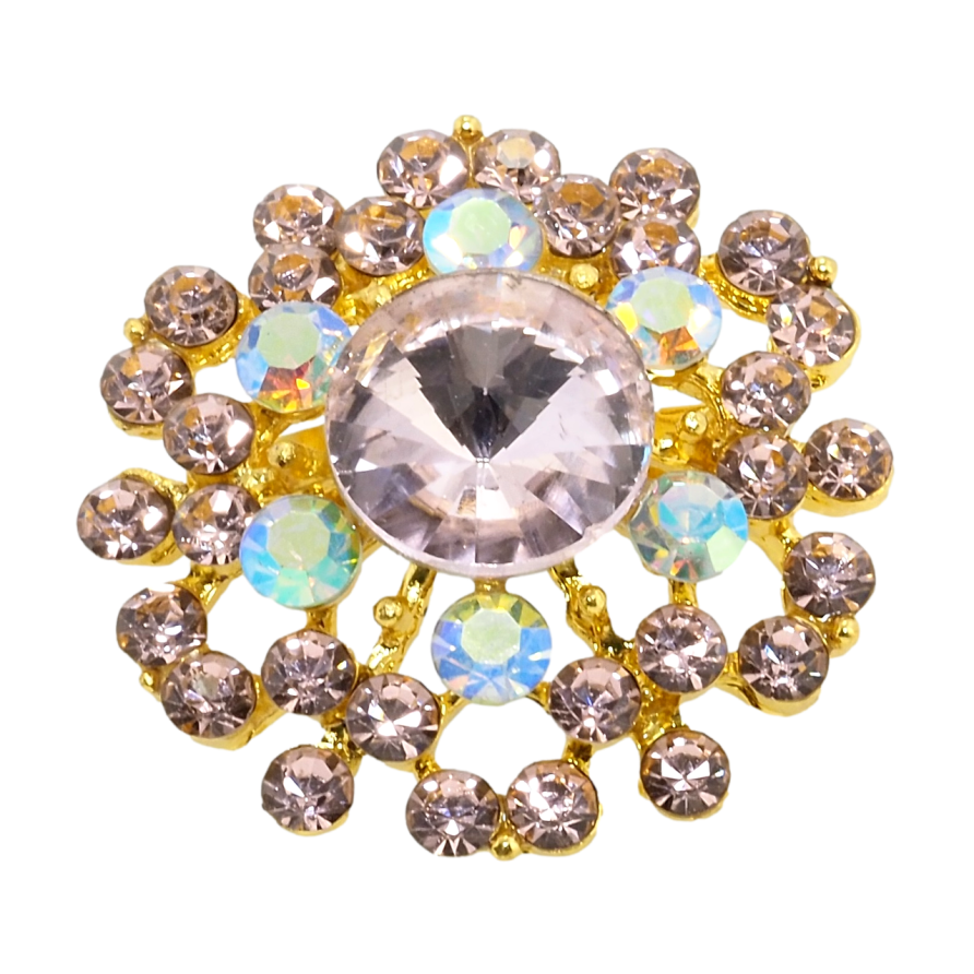 Брошь Цветок с розовыми стразами фото №1