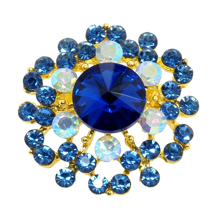 Брошка Квітка з синіми стразами фото №17