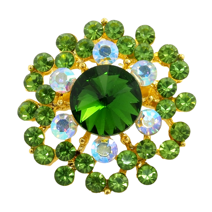 Брошка Квітка із зеленими стразами фото №17