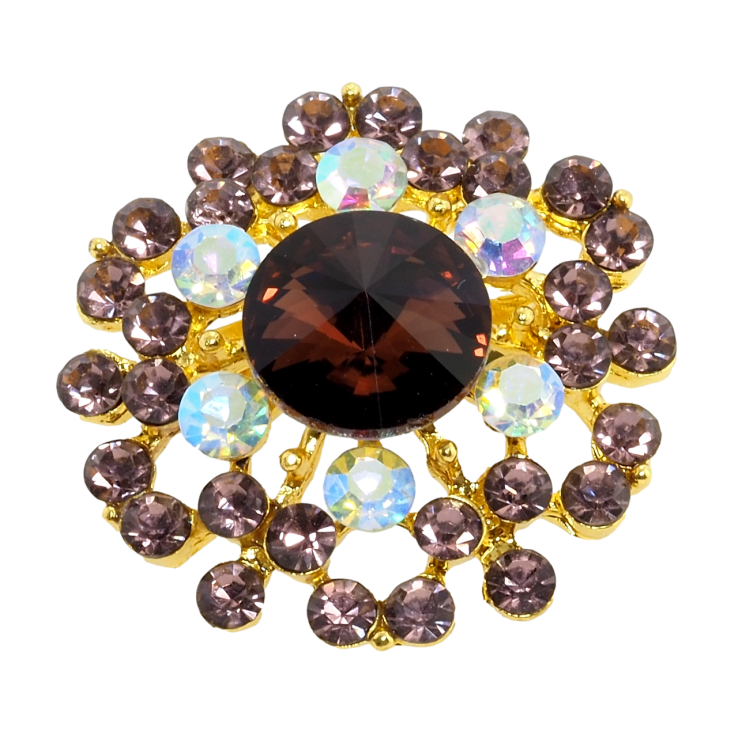 Брошка Квітка з бордовими стразами фото №12