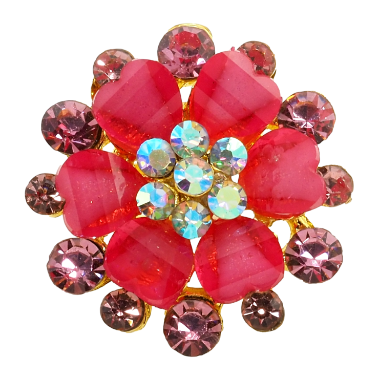 Брошь Цветок с розовыми стразами фото №24