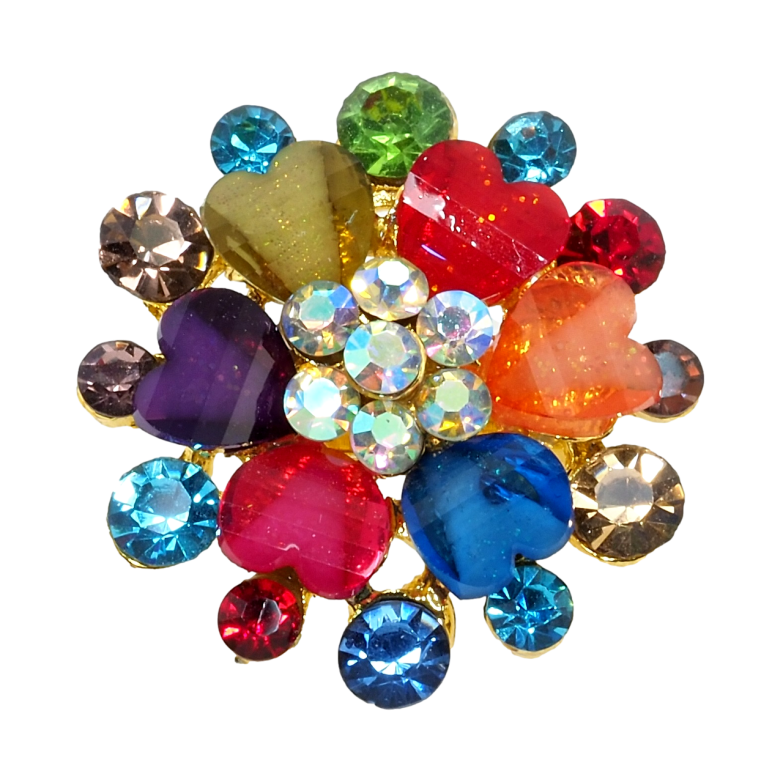 Брошь Цветок с разноцветными стразами фото №10