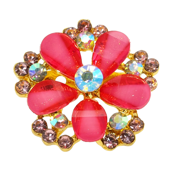 Брошь Цветок с розовыми стразами фото №21
