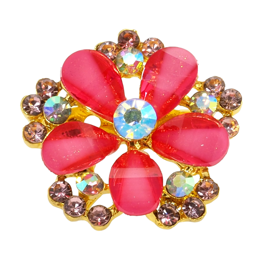 Брошь Цветок с розовыми стразами фото №1