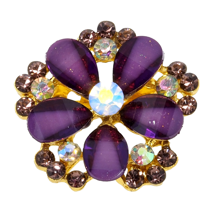 Брошь Цветок с сиреневыми стразами фото №16