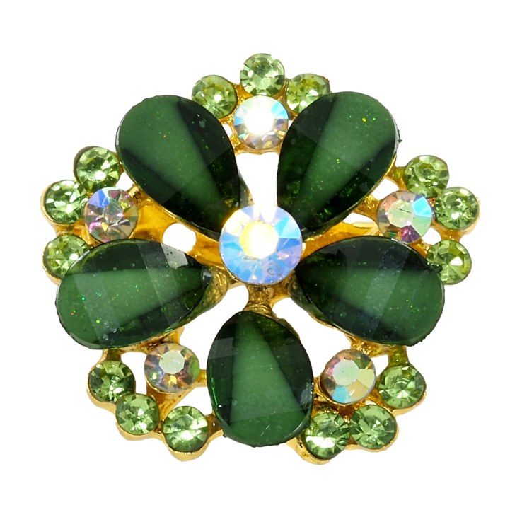 Брошка Квітка із зеленими стразами фото №18