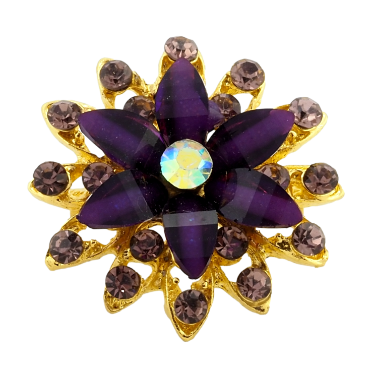 Брошь Цветок с сиреневыми стразами фото №18