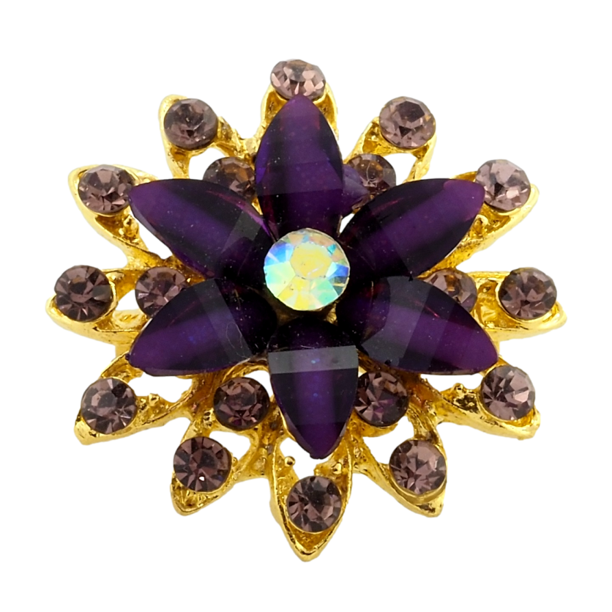Брошь Цветок с сиреневыми стразами фото №1