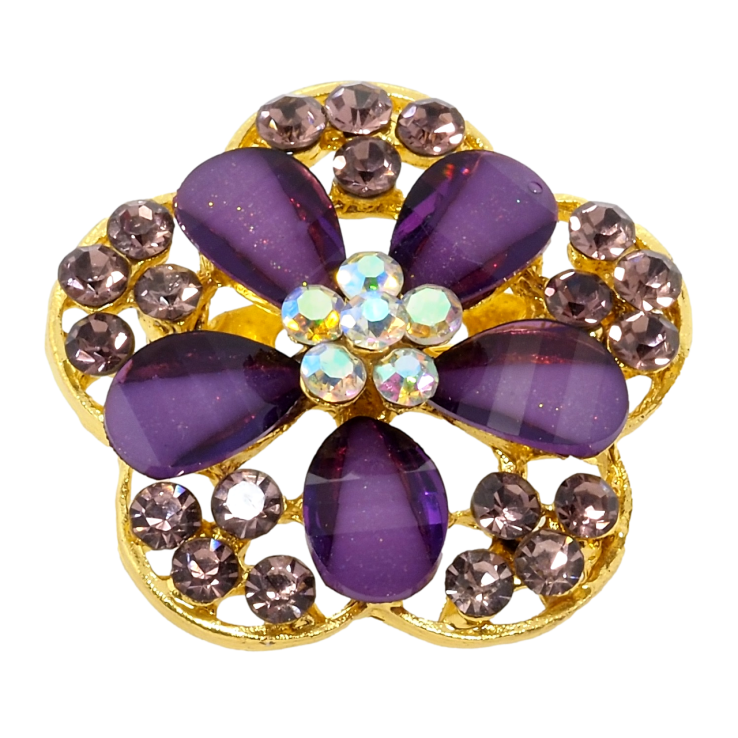 Брошь Цветок с сиреневыми стразами фото №21