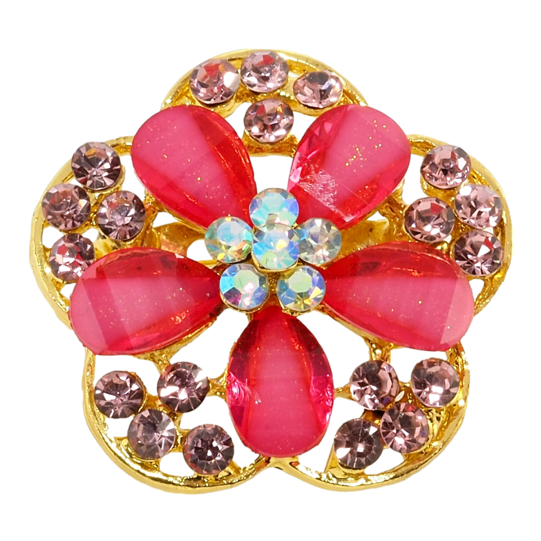 Брошь Цветок с розовыми стразами фото №1