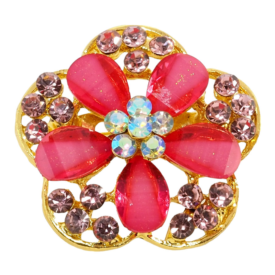 Брошь Цветок с розовыми стразами фото №1