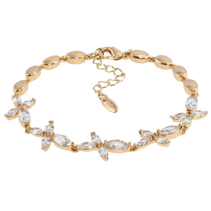 Браслет Xuping Позолота 18K Кристальные цветочки длина с доп.цепочкой 16-19.5см х 4мм фото №16