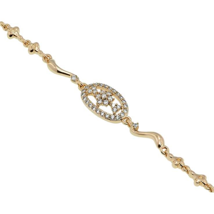 Браслет Xuping Позолота 18K Цветочная вставка с цирконием длина с доп.замком 17.5,19.5см х 4-9мм фото №10