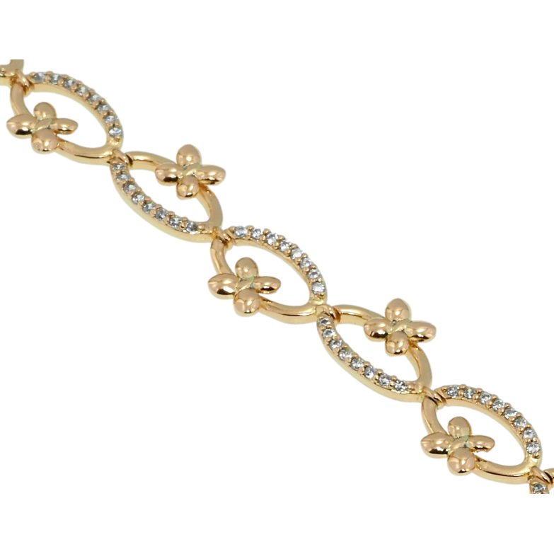 Браслет Xuping Позолота 18K Овальні ланки з квіточками довжина з дод. замком 17.5,19.5см х 8мм фото №4