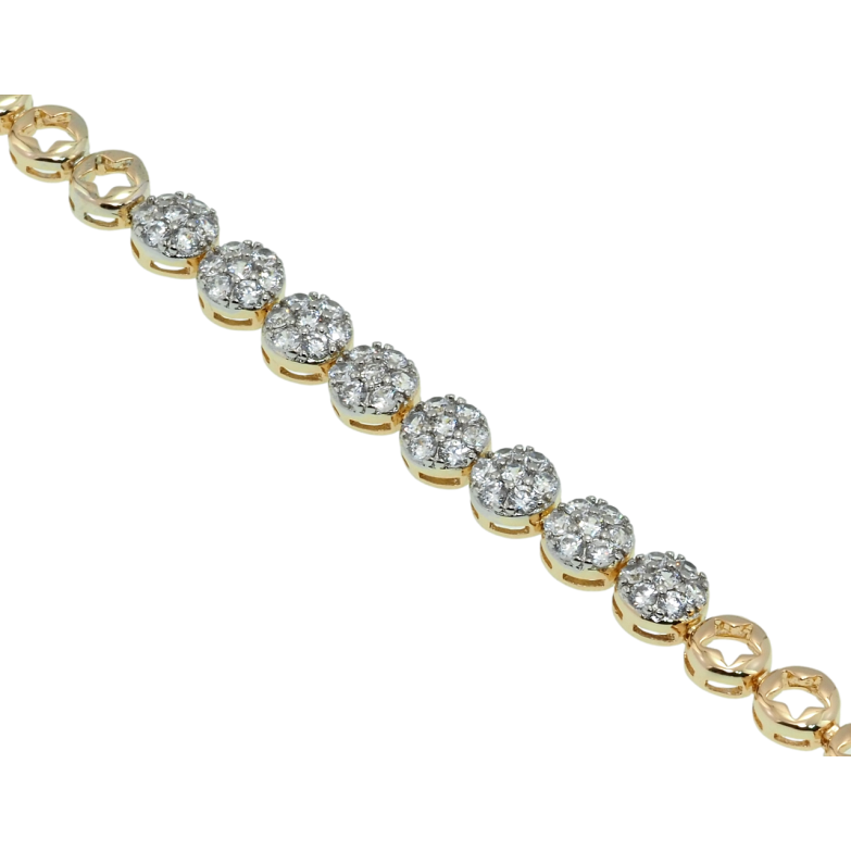 Браслет Xuping Позолота + Родий Круги с цирконием длина с доп. замком 17,19см х 6-7мм фото №4