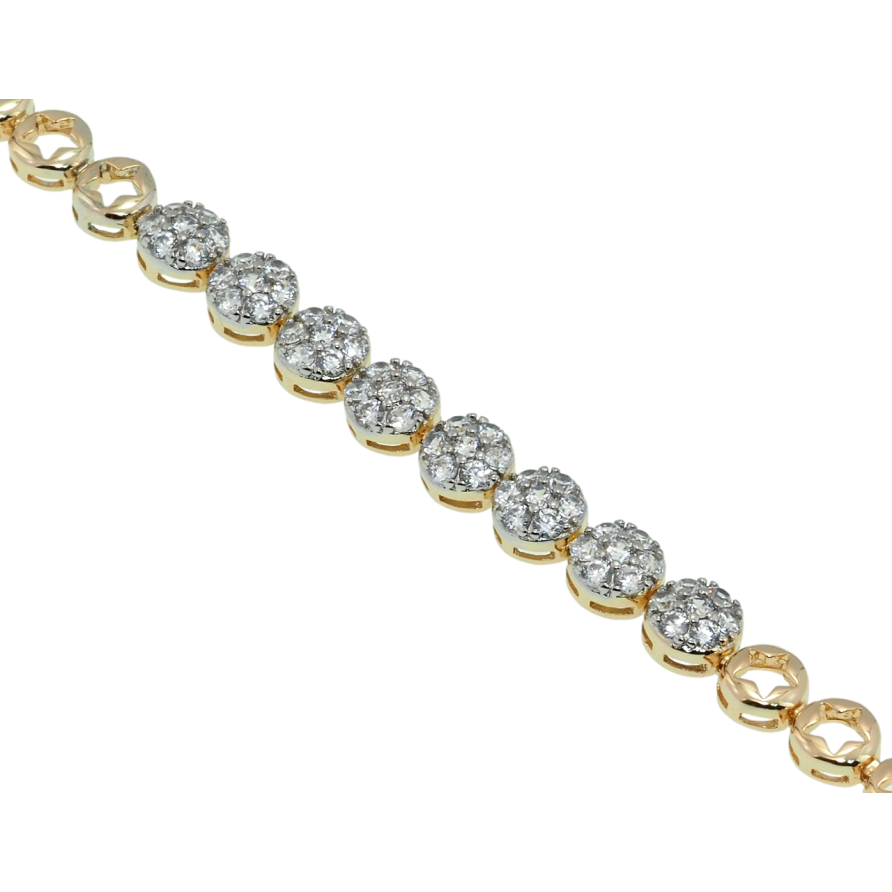 Браслет Xuping Позолота + Родий Круги с цирконием длина с доп. замком 17,19см х 6-7мм фото №1