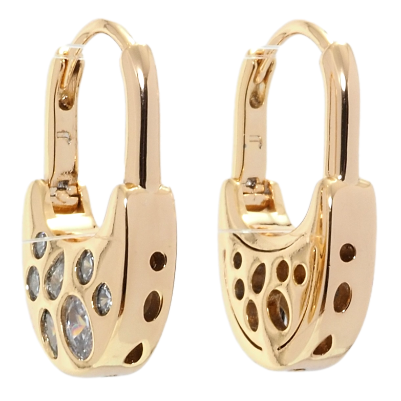 Серьги Xuping Позолота 18K колечки Замочки с вставками циркония фото №2