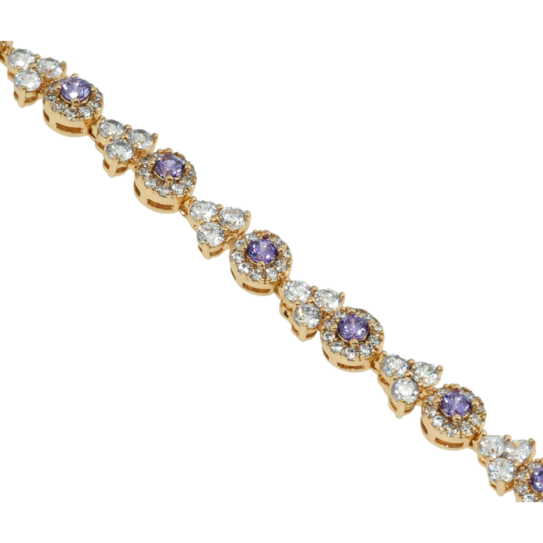 Браслет Xuping Позолота 18K Грация с белыми и сиреневыми фианитами длина с доп.замком 17,19см х 5мм фото №12