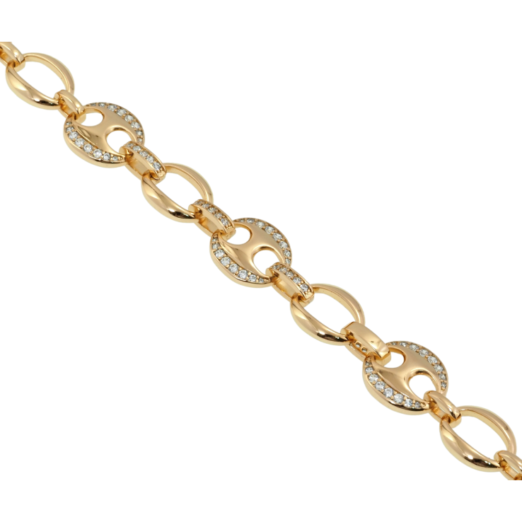 Браслет Xuping Позолота 18K Овальные звенья с цирконием длина 18.5см х 7-11мм фото №8