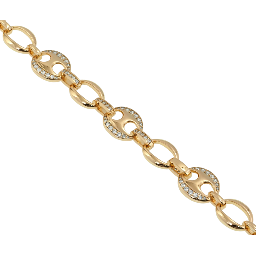 Браслет Xuping Позолота 18K Овальные звенья с цирконием длина 18.5см х 7-11мм фото №1