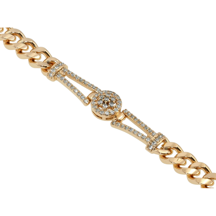 Браслет Xuping Позолота 18K Панцирное плетение с вставкой длина 19.5см х 6мм фото №7