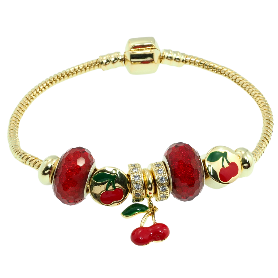 Браслет Xuping Позолота 14K У стилі Pandora Ювелірний шнур з намистинами довжина 18.5см х 3мм фото №1