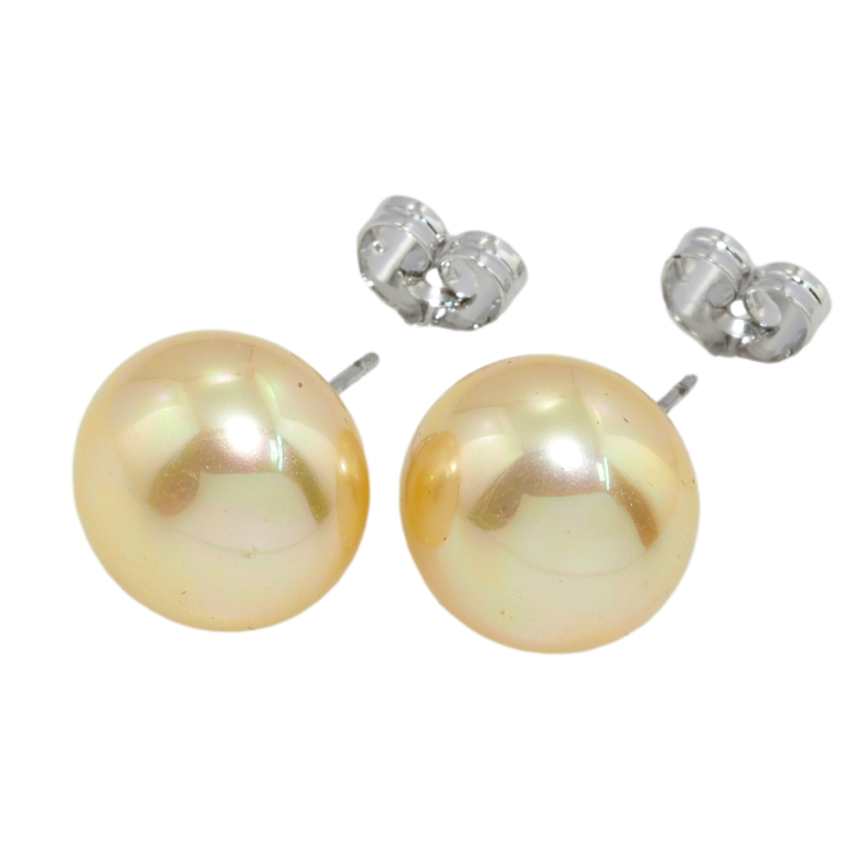 Сережки Xuping Родій пусети Жовті перлини ø 14мм фото №2