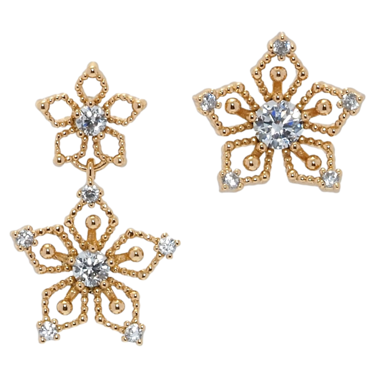 Серьги Xuping QQMM Позолота 18K пусеты Ассиметричные цветочки фото №11