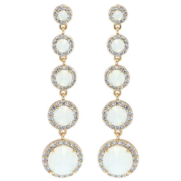 Серьги Xuping QQMM Позолота 18K пусеты Подвески молочные фианиты в обрамлении циркония фото №9