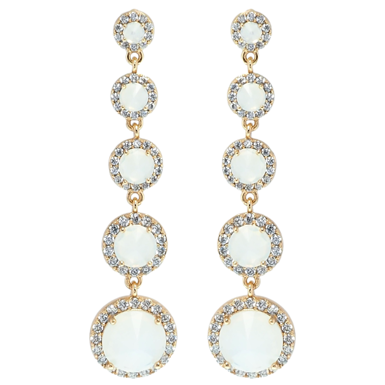 Сережки Xuping QQMM Позолота 18K пусети Підвіски молочні фіаніти в обрамленні цирконію фото №17