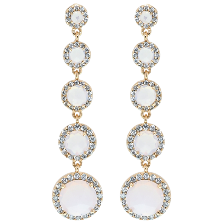 Серьги Xuping QQMM Позолота 18K пусеты Подвески розовые фианиты в обрамлении циркония фото №3