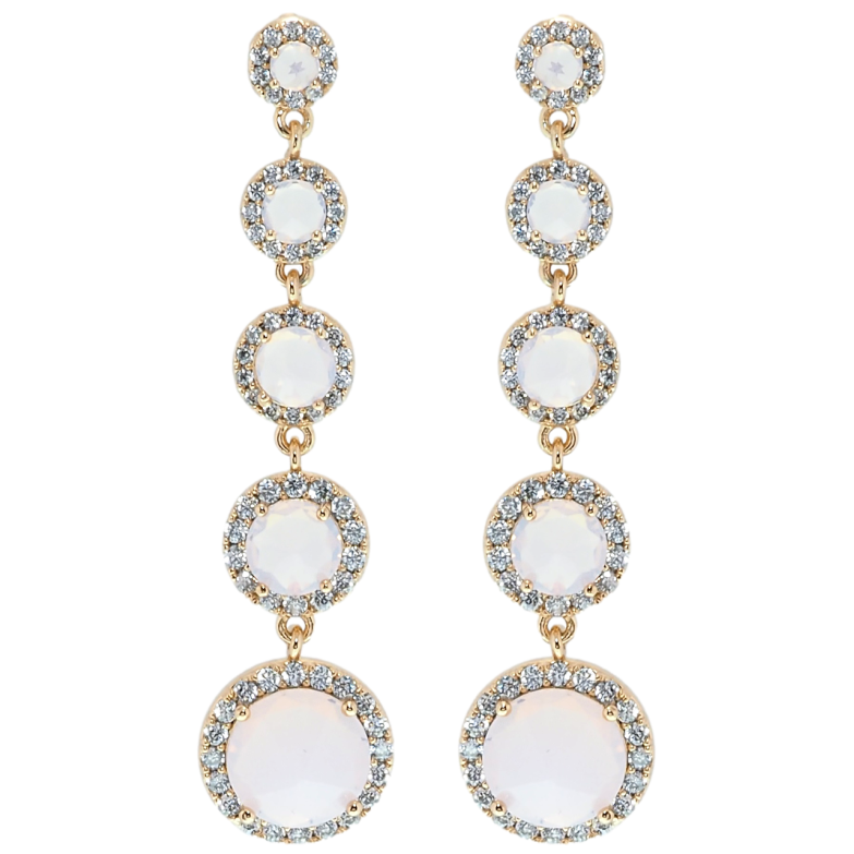 Серьги Xuping QQMM Позолота 18K пусеты Подвески розовые фианиты в обрамлении циркония фото №1