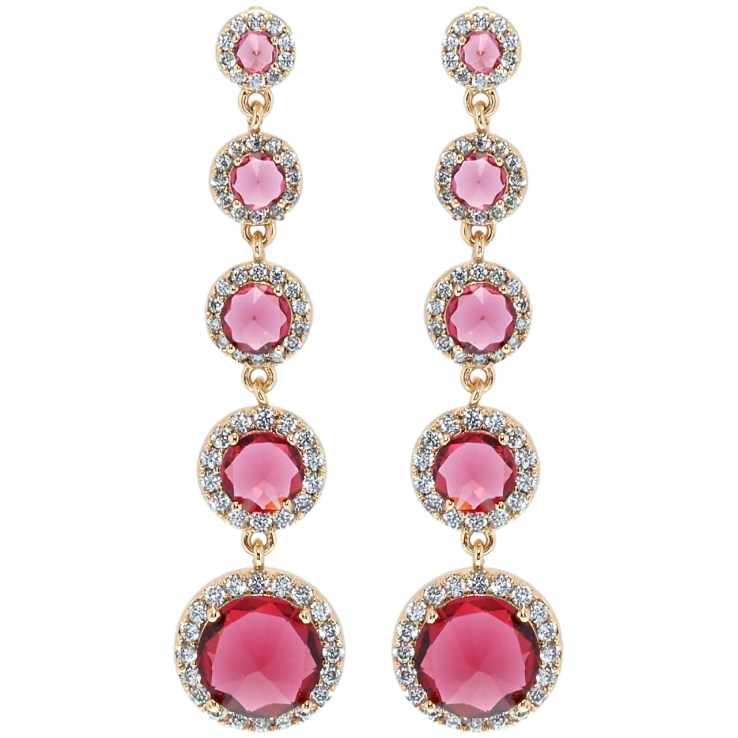 Серьги Xuping QQMM Позолота 18K пусеты Подвески малиновый фианиты в обрамлении циркония фото №4
