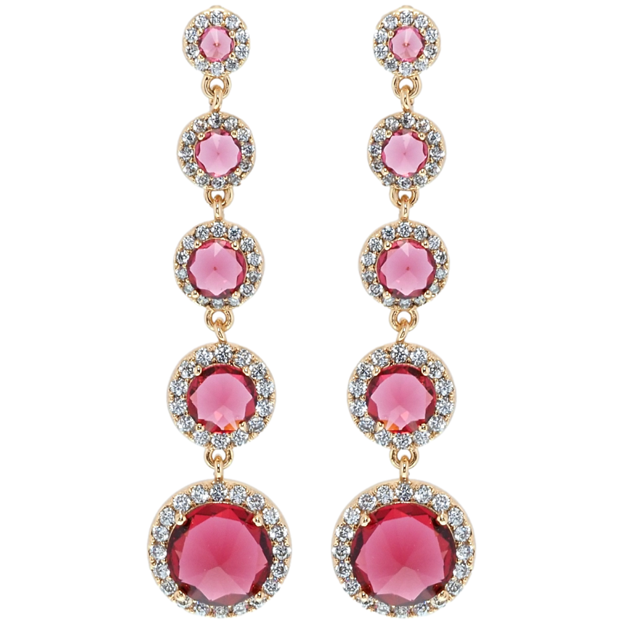 Серьги Xuping QQMM Позолота 18K пусеты Подвески малиновый фианиты в обрамлении циркония фото №1