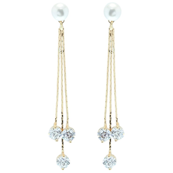 Серьги Xuping QQMM Позолота 18K пусеты Фианиты на цепочках фото №8