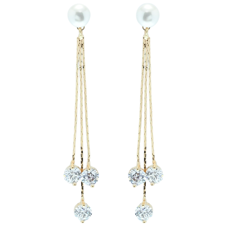 Серьги Xuping QQMM Позолота 18K пусеты Фианиты на цепочках фото №1