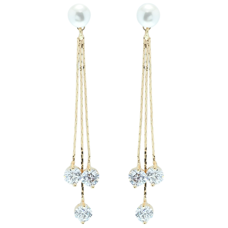 Серьги Xuping QQMM Позолота 18K пусеты Фианиты на цепочках фото №1