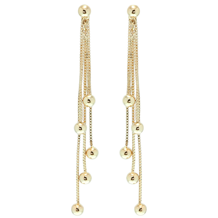 Серьги Xuping QQMM Позолота 18K пусеты Шарики на цепочках фото №7
