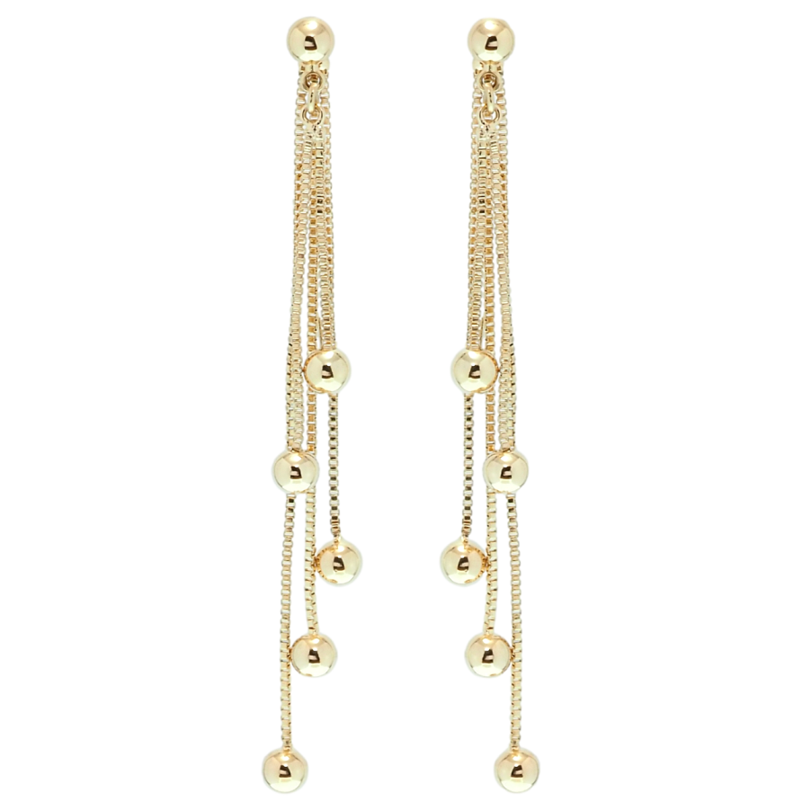 Серьги Xuping QQMM Позолота 18K пусеты Шарики на цепочках фото №1