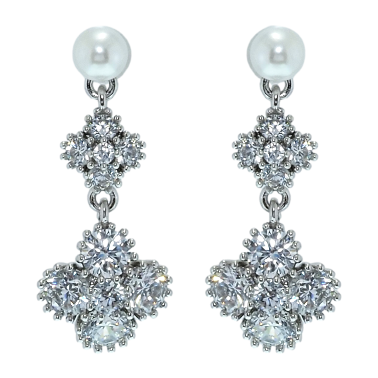 Сережки Xuping QQMM Родій пусети Елегантні підвіски з фіанітами та перлами фото №7