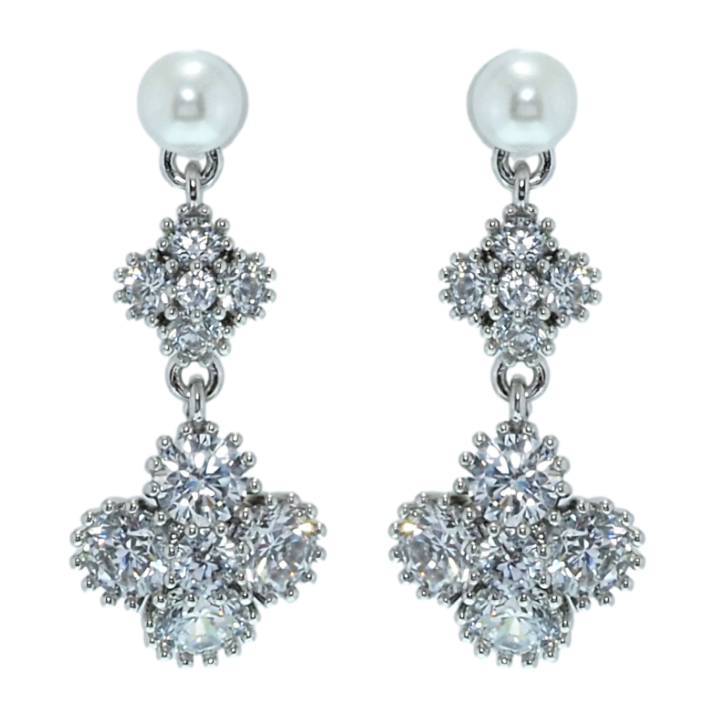 Сережки Xuping QQMM Родій пусети Елегантні підвіски з фіанітами та перлами фото №1