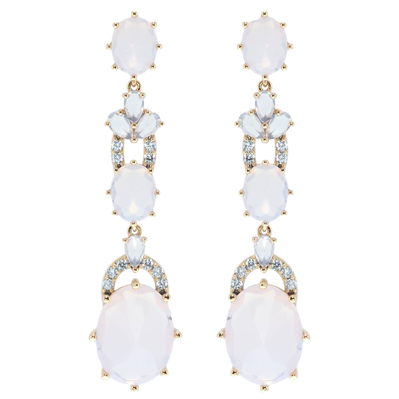 Серьги Xuping JEAN GOUJON Позолота 18K пусеты Розовые фианиты с цирконием фото №1