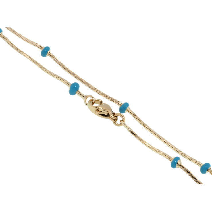Ланцюжок Xuping Позолота 18K Плетіння Ювелірний шнур з блакитними намистинами довжина 50см х 1мм фото №19 Ланцюжок Xuping Позолота 18K Плетіння Ювелірний шнур з блакитними намистинами довжина 50см х 1мм фото №19
