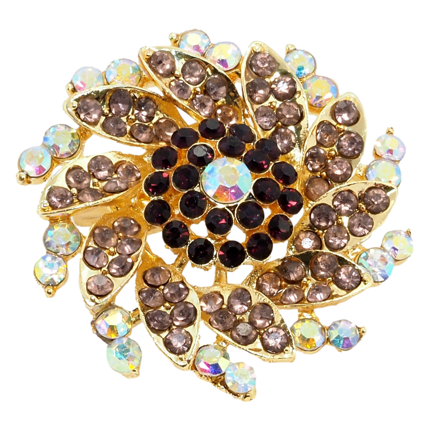 Брошка Квітка з бордовими стразами фото №1