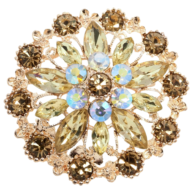 Брошка Квітка із золотистими стразами фото №11