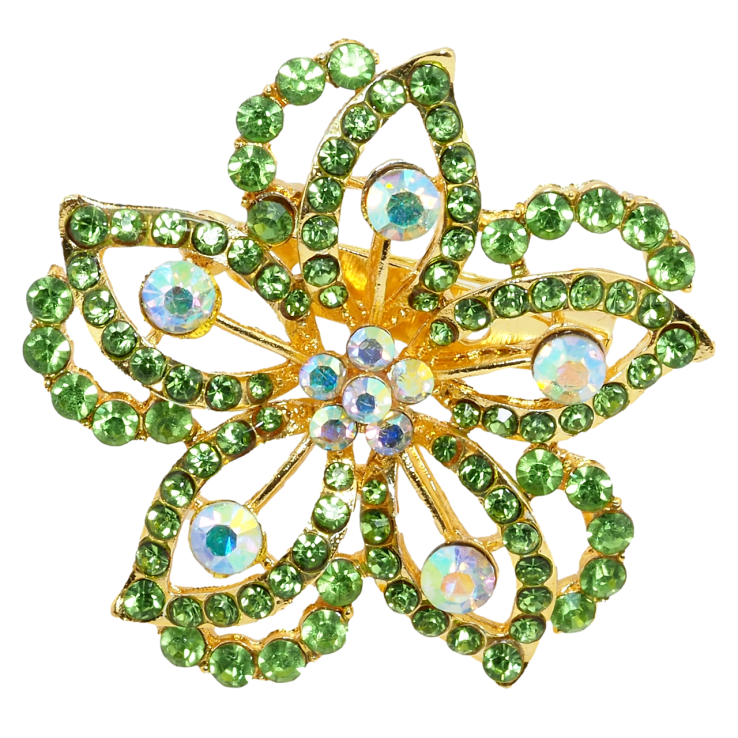 Брошка Квітка із зеленими стразами фото №16