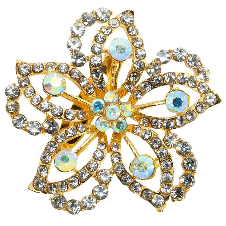 Брошь Цветок со стразами фото №4