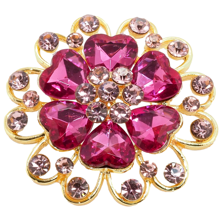 Брошь Цветок с розовыми стразами фото №22
