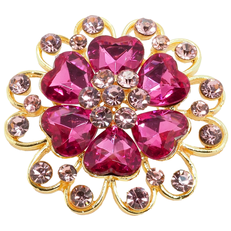 Брошь Цветок с розовыми стразами фото №1